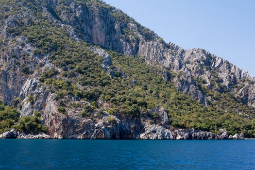 Wooded mountain and sea in Asia Minor
