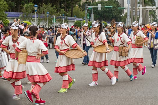 Costumed revelers march with floats in the annual Dream Parade on October 19, 2013, in Taipei, Taiwan.