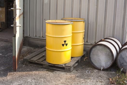 Barrels with radioactive waste disposal