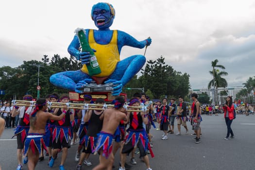 Costumed revelers march with floats in the annual Dream Parade on October 19, 2013, in Taipei, Taiwan.