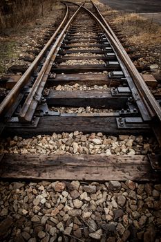 Detail shot of railway tracks