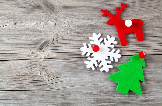 Christmas decoration on wood background, with free space for your text