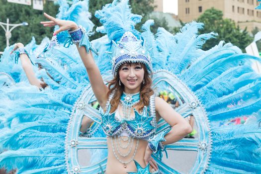 Costumed revelers march with floats in the annual Dream Parade on October 19, 2013, in Taipei, Taiwan.