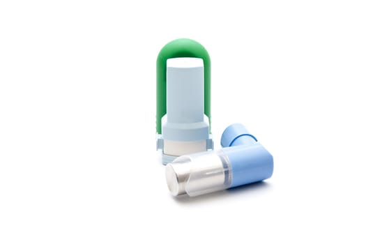 Asthma Inhaler with Nasal Spray  on white background