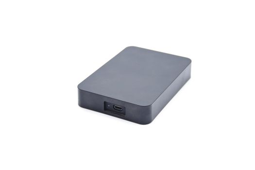 Black External Hard Drive Disk on white background