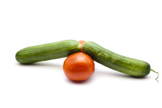 Fresh Cucumber with Red Tomatoes