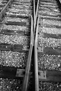 Detail shot of railway tracks
