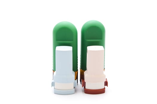 Asthma Inhaler with Nasal Spray  on white background