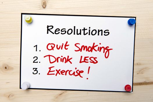 New year Resolutions Handwritten Note for a Healthy Life