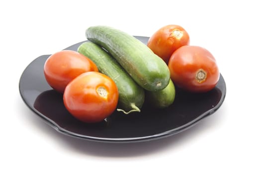 Fresh Green Salad Cucumbers with Red Tomatoes