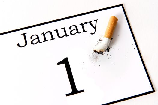 New Years Resolution quit smoking isolated on white background