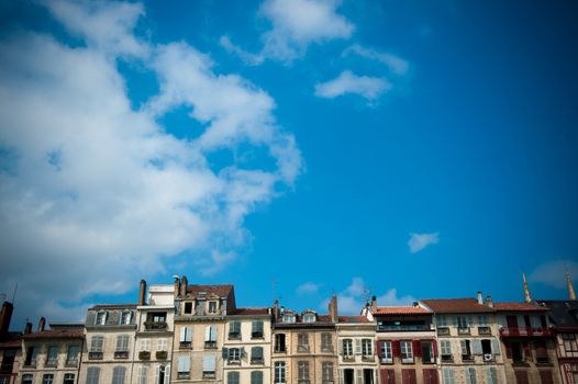 River with Bridge and House Scenic view of Bayonne in France