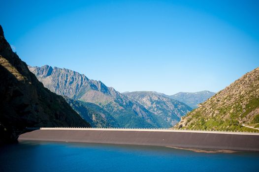 Lanscape panoramic view of Mountains and Lake in Pyrenees