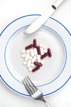 Medical Meal, Tablets and Pills on a plate