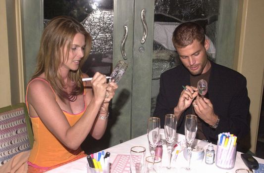 Casper Van Dien and Catherine Oxenberg at the Korbel Champagne kick off for it's romantic wedding contest, benefitting the Kenny G Miracles foundation. Malibu, 06-08-00