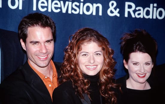 Eric McCormack, Debra Messing and Megan Mullally at the William Paley Television festival, honoring "WILL & GRACE" at the Directors Guild, 03-01-00