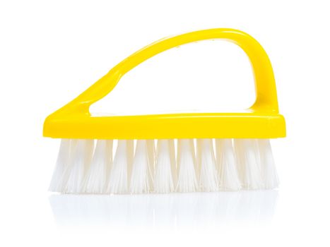 an yellow kitchen scrubbrush isolated on white background