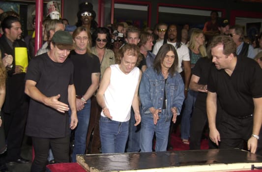 AC/DC at the ceremony where they were inducted into Sunset Blvd's Rockwalk. 09-15-00