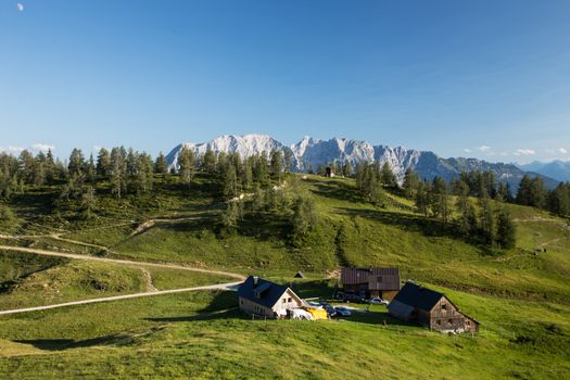 The houses in the large mountains view