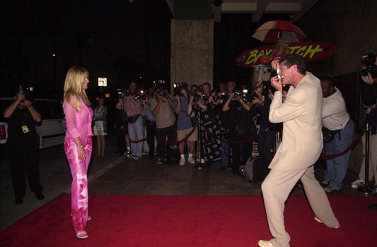David Hasselhoff and wife Pamela Bach at the BAYWATCH 10th Anniversary Party in Santa Monica, 05-02-00
