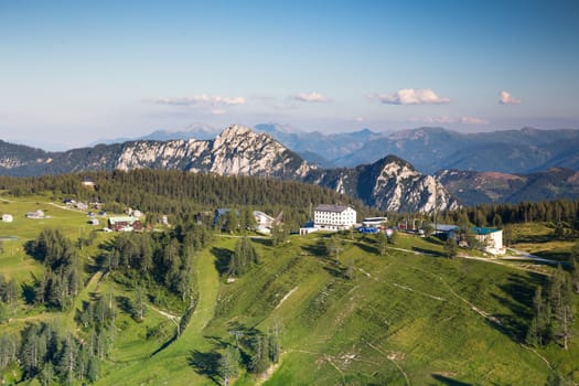 The houses in the large mountains view