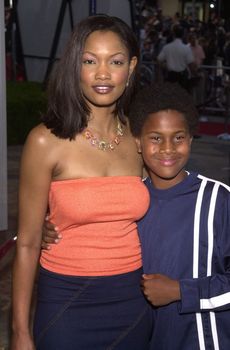 Garcelle Beauvais and son Oliver at the premiere of Paramount's "LARA CROFT: TOMB RAIDER" at Mann's Village Theater, Westwood, 06-11-01