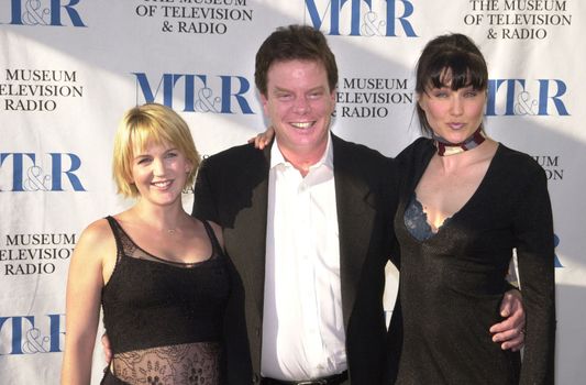 Renee O'Connor, Robert Tapert, Lucy Lawless at trhe viewing party for the final episode of "Xena: Warrior Princess," Museum of Television and Radio, Beverly Hills, 06-19-01