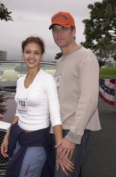 JESSICA ALBA and MICHAEL WEATHERLY at the celebrity sail for the Planetary Coral Reef Foundation, Marina Del Ray , 06-20-01 at the celebrity sail for the Planetary Coral Reef Foundation, Marina Del Ray, 06-02-01