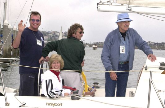 TOM ARNOLD, DENNIS WEAVER AND FRIENDS at the celebrity sail for the Planetary Coral Reef Foundation, Marina Del Ray , 06-20-01 at the celebrity sail for the Planetary Coral Reef Foundation, Marina Del Ray, 06-02-01
