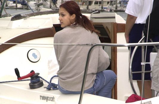 JESSICA ALBA at the celebrity sail for the Planetary Coral Reef Foundation, Marina Del Ray , 06-20-01 at the celebrity sail for the Planetary Coral Reef Foundation, Marina Del Ray, 06-02-01