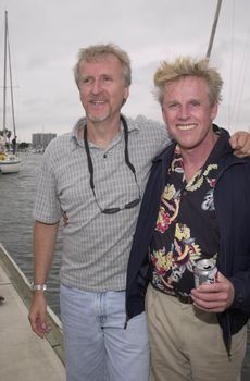 JAMES CAMERON and GARY BUSEY at the celebrity sail for the Planetary Coral Reef Foundation, Marina Del Ray , 06-20-01 at the celebrity sail for the Planetary Coral Reef Foundation, Marina Del Ray, 06-02-01
