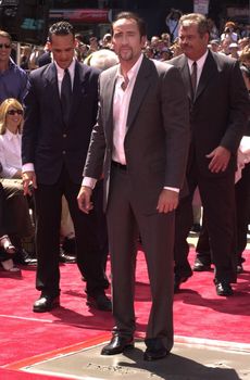Nicolas Cage at the handprint/footprint ceremony for Nicolas Cage at the Chinese Theater, Hollywood, 08-14-01