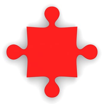 Red puzzle piece isolated on white background