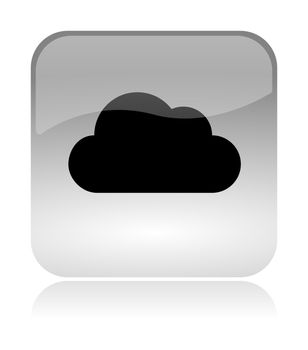 Cloud Computing App Rounded Square Icon with Reflection Illustration Isolated on White Background