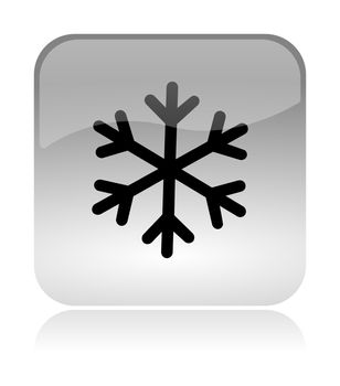 Snowflake Winter Rounded Square Icon with Reflection Illustration Isolated on White Background