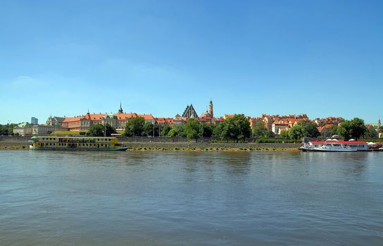View on Old Town with Royal Castle over the Vistula river