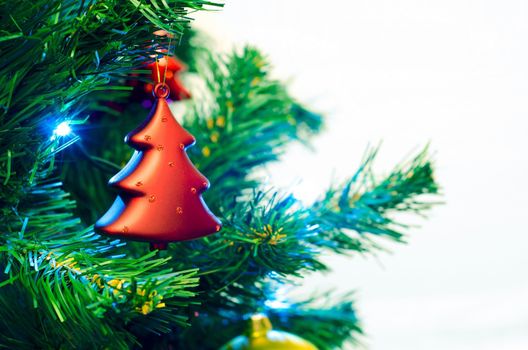 Red bauble shape of christmas tree