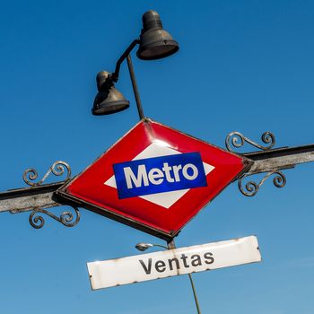 Famous La Ventas Metro in Madrid near La Ventas building, Spain