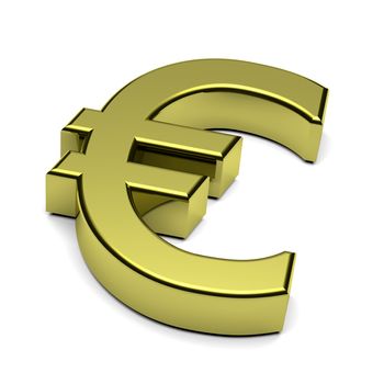 3D golden Euro currency sign isolated on white background illustration