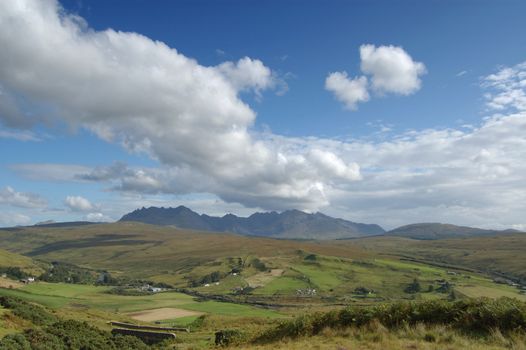 The Cuillins of Skye from a viewpoint near Carbostmore on the west coast