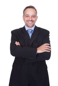 Portrait Of A Happy Business Man Isolated On White Background