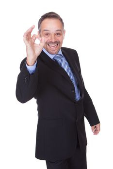 Happy Businessman With Thumbs Up Isolated On White Background