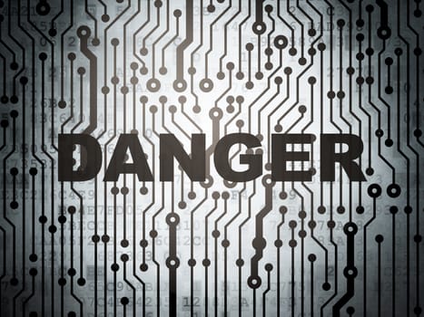 Privacy concept: circuit board with  word Danger, 3d render