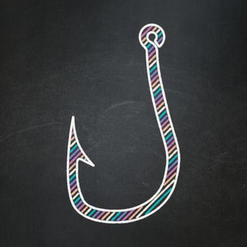 Security concept: Fishing Hook icon on Black chalkboard background, 3d render