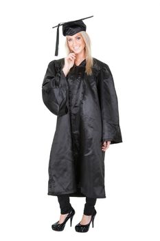 Beautiful female student graduating. Isolated on white