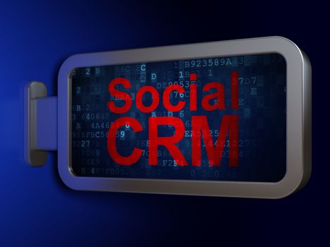Business concept: Social CRM on advertising billboard background, 3d render