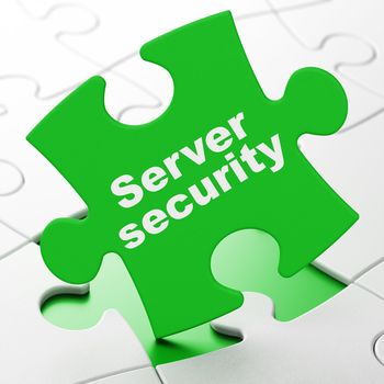 Security concept: Server Security on Green puzzle pieces background, 3d render