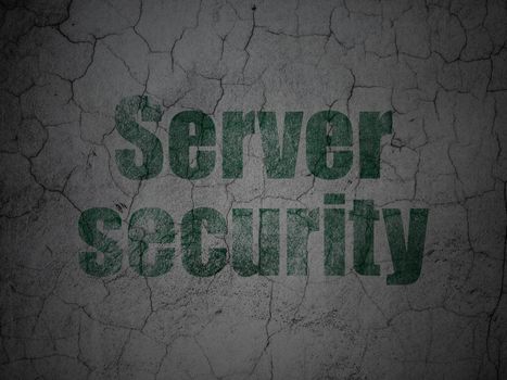 Security concept: Green Server Security on grunge textured concrete wall background, 3d render