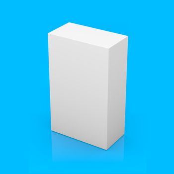 White blank box on blue background with reflection