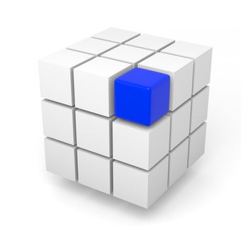 Combining blue cube teamwork solution concept 3d illustration